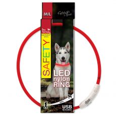 Obojek Dog Fantasy LED nylonový červený S-M