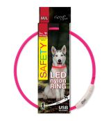 Obojek Dog Fantasy LED nylonový růžový S-M