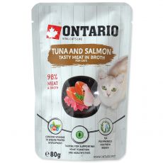 Kapsička Ontario Cat Tuna and Salmon in Broth 80g