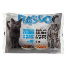Kapsičky Rasco Cat s lososem a pstruhem / s kuřecím a hovězím multipack 400g