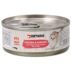 Konzerva Ontario Kitten Chicken Pieces + Shrimp 95g