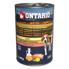 Konzerva Ontario Dog Mini Calf, Sweetpotato, Dandelion and Linseed Oil 400g