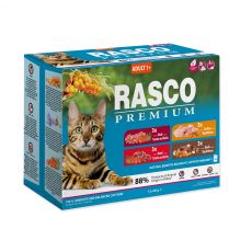 Kapsičky Rasco Premium Cat Pouch Adult - 3x beef, 3x veal, 3x turkey, 3x duck 1020g