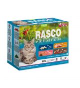 Kapsičky Rasco Premium Cat Pouch Sterilized - 3x salmon, 3x cod, 3x duck, 3x turkey 1020g
